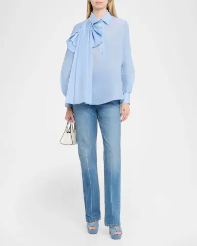 Dice Kayek Bow Striped Silk Button-Down Top | Thumbnail 2 Dice Kayek Bow Striped Silk Button-Down Top | Thumbnail 2