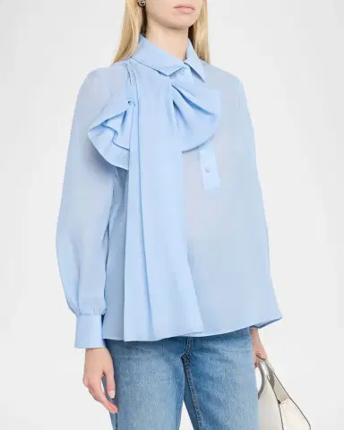 Dice Kayek Bow Striped Silk Button-Down Top | Thumbnail 4 Dice Kayek Bow Striped Silk Button-Down Top | Thumbnail 4