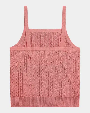 Polo Ralph Lauren Girl 's Mini-Cable Cotton Tank Top, Size S-XL | Thumbnail 2 Polo Ralph Lauren Girl 's Mini-Cable Cotton Tank Top, Size S-XL | Thumbnail 2
