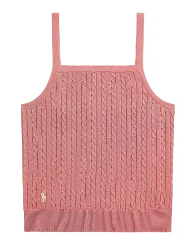 Polo Ralph Lauren Girl 's Mini-Cable Cotton Tank Top, Size S-XL | Thumbnail 1 Polo Ralph Lauren Girl 's Mini-Cable Cotton Tank Top, Size S-XL | Thumbnail 1