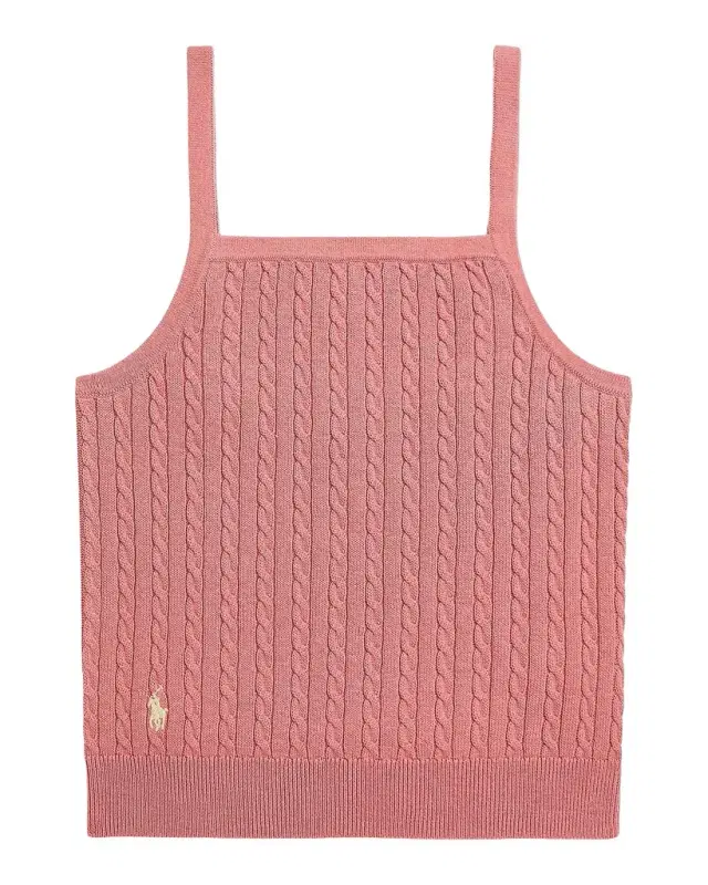 Girl 's Mini-Cable Cotton Tank Top, Size S-XL