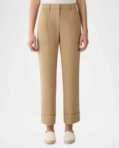 Lafayette 148 New York Cuffed Straight-Leg Silk Georgette Pants | Thumbnail 3 Lafayette 148 New York Cuffed Straight-Leg Silk Georgette Pants | Thumbnail 3