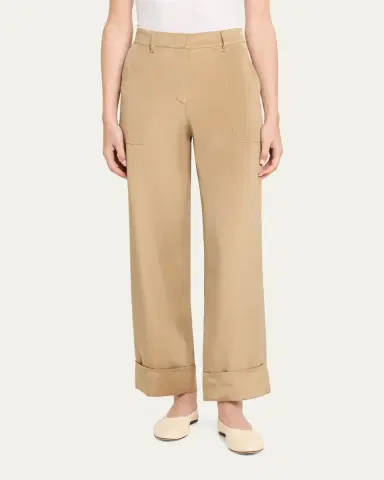Lafayette 148 New York Cuffed Straight-Leg Silk Georgette Pants | Thumbnail 8 Lafayette 148 New York Cuffed Straight-Leg Silk Georgette Pants | Thumbnail 8