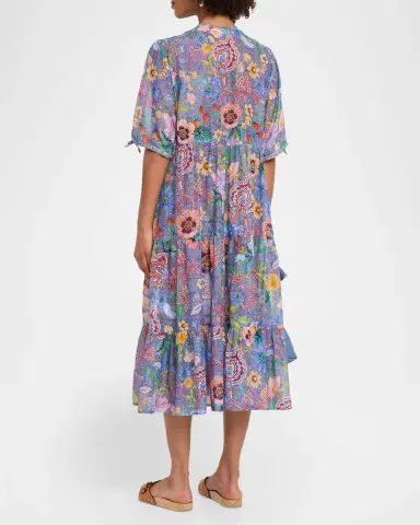 Johnny Was Lilliana Tiered Midi Dress | Thumbnail 2 Johnny Was Lilliana Tiered Midi Dress | Thumbnail 2