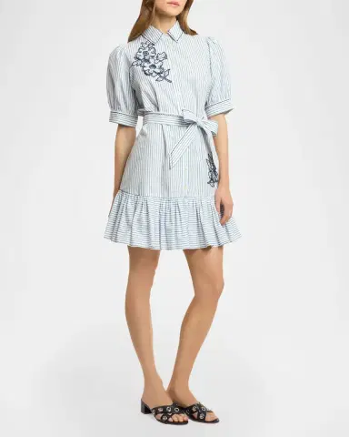 Cinq à Sept Zadie Pinstripe Floral Mini Dress | Thumbnail 4 Cinq à Sept Zadie Pinstripe Floral Mini Dress | Thumbnail 4