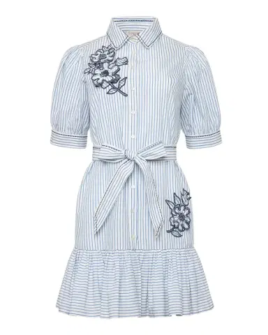 Cinq à Sept Zadie Pinstripe Floral Mini Dress | Thumbnail 1 Cinq à Sept Zadie Pinstripe Floral Mini Dress | Thumbnail 1