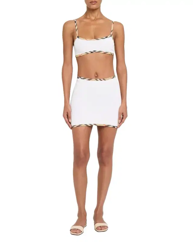 Burberry x Hunza G Devyn Check-Trim Swim Skirt