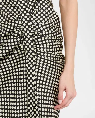 Dice Kayek Puff-Sleeve Ruched Polka-Dot Silk Midi Dress | Thumbnail 5