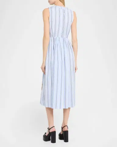 Dice Kayek Butterfly Embroidered Striped Cotton Midi Dress | Thumbnail 3