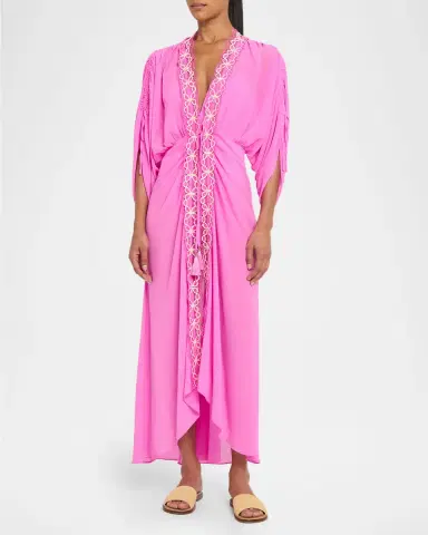 Ramy Brook Riley Embroidered Maxi Robe Dress | Thumbnail 4
