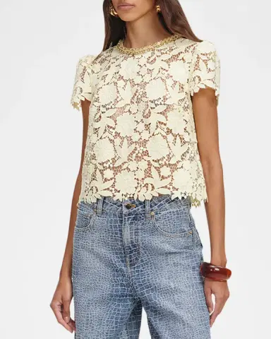 Self-Portrait Floral Lace Top | Thumbnail 4 Self-Portrait Floral Lace Top | Thumbnail 4