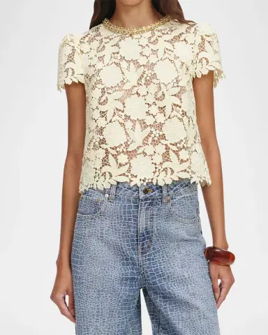Self-Portrait Floral Lace Top | Thumbnail 5 Self-Portrait Floral Lace Top | Thumbnail 5