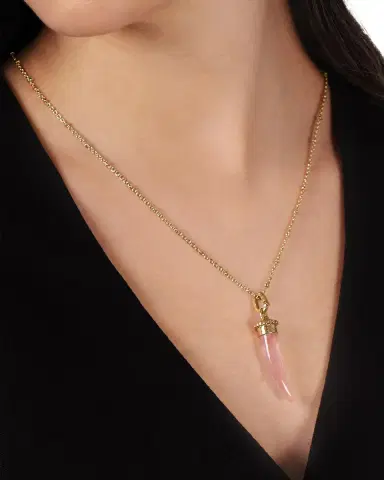Anabel Aram Jewelry Milos Stone Horn Charm, Rose Quartz | Thumbnail 2