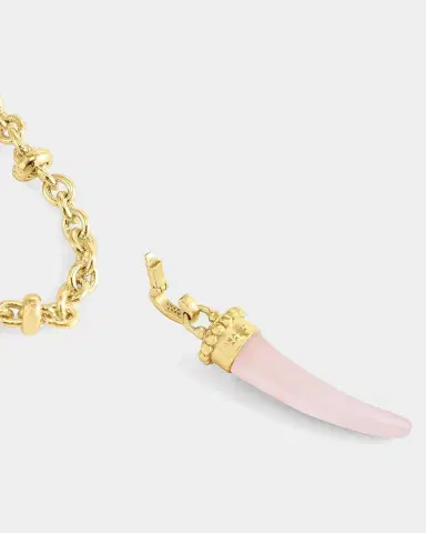 Anabel Aram Jewelry Milos Stone Horn Charm, Rose Quartz | Thumbnail 3