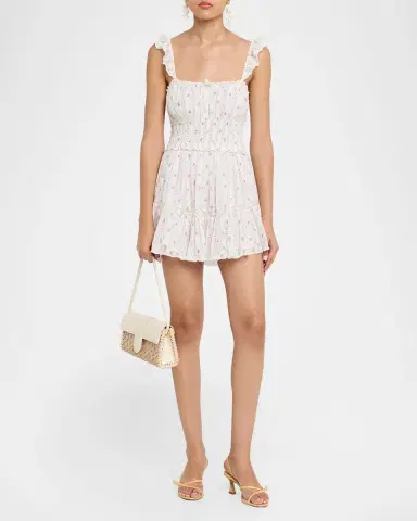 LoveShackFancy Maralina Floral Cotton Mini Dress | Thumbnail 2