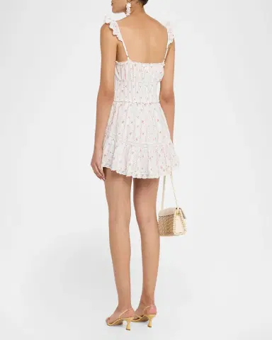 LoveShackFancy Maralina Floral Cotton Mini Dress | Thumbnail 3