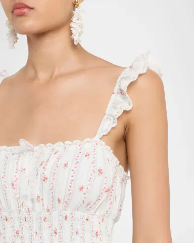 LoveShackFancy Maralina Floral Cotton Mini Dress | Thumbnail 5
