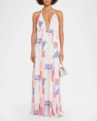 LoveShackFancy Fancy Patchwork Chiffon Maxi Dress | Thumbnail 2 LoveShackFancy Fancy Patchwork Chiffon Maxi Dress | Thumbnail 2