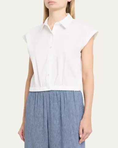 Theory Cropped Elasticated-Waist Button-Front Shirt | Thumbnail 4 Theory Cropped Elasticated-Waist Button-Front Shirt | Thumbnail 4