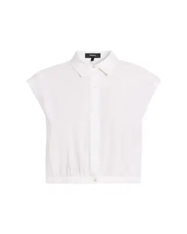 Theory Cropped Elasticated-Waist Button-Front Shirt | Thumbnail 1 Theory Cropped Elasticated-Waist Button-Front Shirt | Thumbnail 1