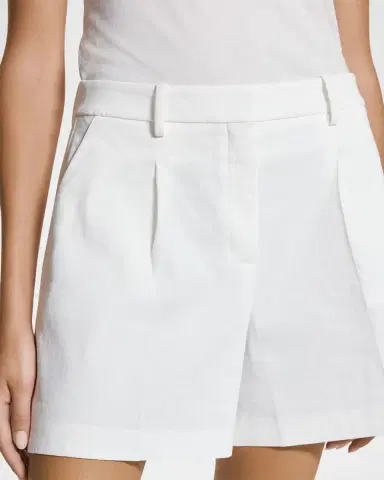 Theory Pleated A-Line Linen-Blend Shorts | Thumbnail 4