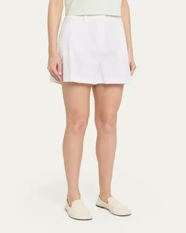 Theory Pleated A-Line Linen-Blend Shorts | Thumbnail 9