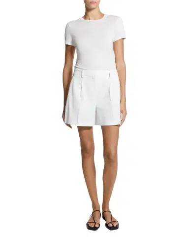 Theory Pleated A-Line Linen-Blend Shorts | Thumbnail 1