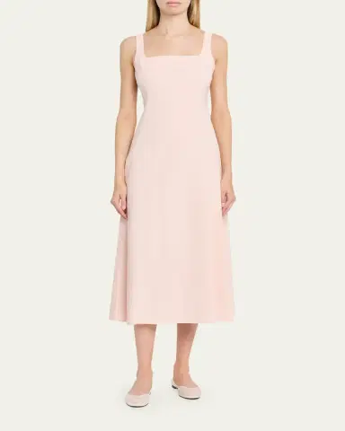 Theory Sleeveless Square-Neck Seamed Midi Dress | Thumbnail 2 Theory Sleeveless Square-Neck Seamed Midi Dress | Thumbnail 2