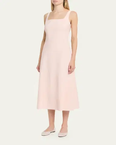 Theory Sleeveless Square-Neck Seamed Midi Dress | Thumbnail 4 Theory Sleeveless Square-Neck Seamed Midi Dress | Thumbnail 4