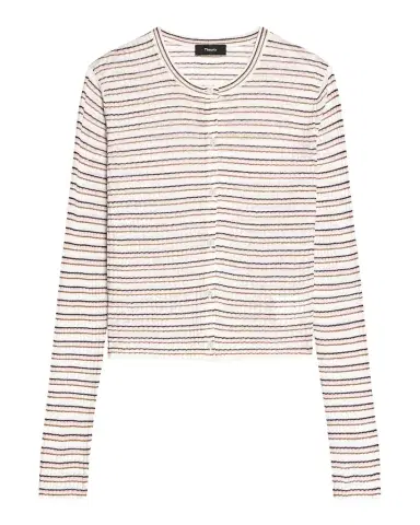 Theory Striped Linen-Blend Cropped Cardigan | Thumbnail 1 Theory Striped Linen-Blend Cropped Cardigan | Thumbnail 1