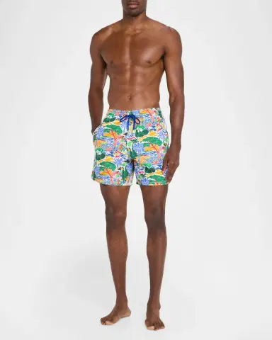Vilebrequin Men's Seaside Life Nylon Swim Trunks | Thumbnail 2