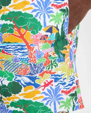 Vilebrequin Men's Seaside Life Nylon Swim Trunks | Thumbnail 4