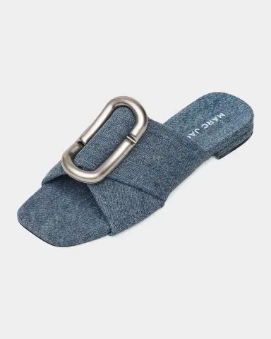 Marc Jacobs The Criss Cross Denim Flat Slide Sandals | Thumbnail 3