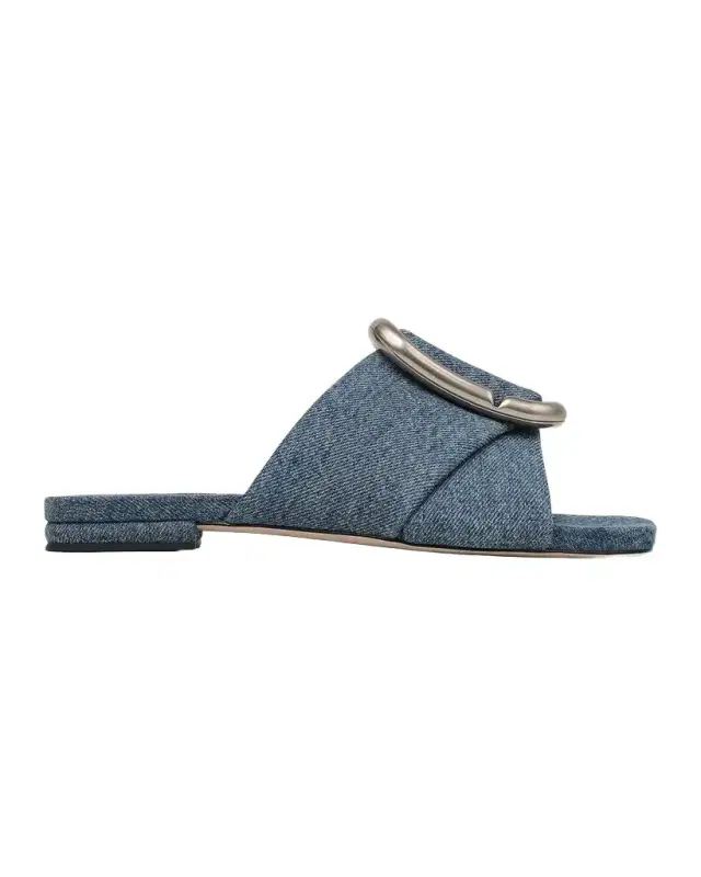 Marc Jacobs The Criss Cross Denim Flat Slide Sandals