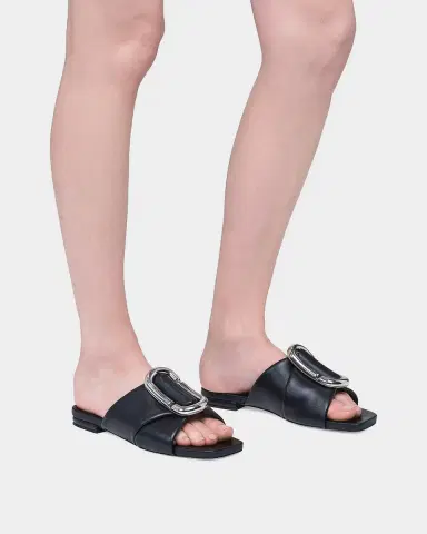 Marc Jacobs The Criss Cross Leather Flat Slide Sandals | Thumbnail 2