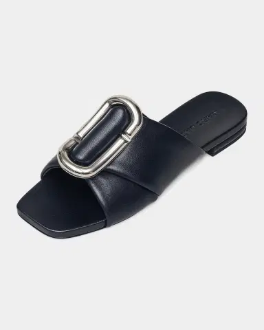 Marc Jacobs The Criss Cross Leather Flat Slide Sandals | Thumbnail 3