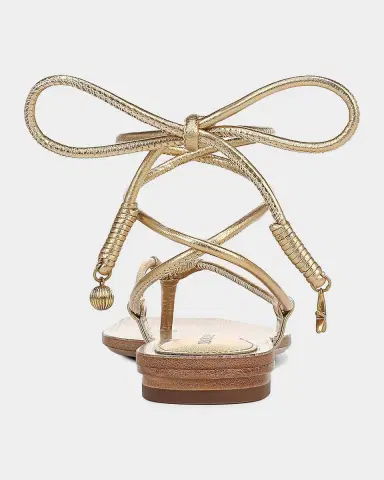 Veronica Beard Rosetta Metallic Leather Ankle-Wrap Flat Sandals | Thumbnail 2 Veronica Beard Rosetta Metallic Leather Ankle-Wrap Flat Sandals | Thumbnail 2