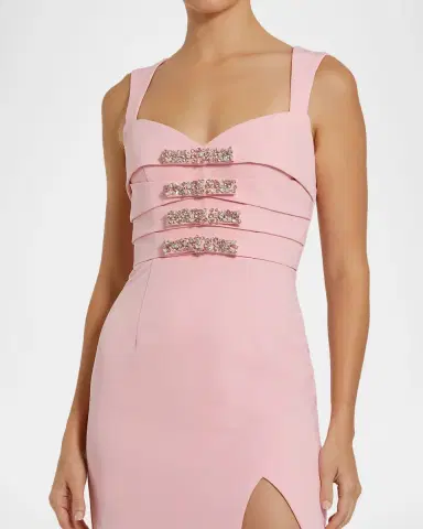 Mac Duggal Bow-Embellished Crepe Column Gown | Thumbnail 3 Mac Duggal Bow-Embellished Crepe Column Gown | Thumbnail 3