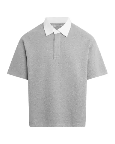 Hudson Men's Cotton and Cashmere Contrast-Collar Double-Knit Polo Shirt | Thumbnail 1 Hudson Men's Cotton and Cashmere Contrast-Collar Double-Knit Polo Shirt | Thumbnail 1