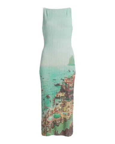 Staud Bryn Seaside-Print Rib Knit Midi Dress | Thumbnail 1 Staud Bryn Seaside-Print Rib Knit Midi Dress | Thumbnail 1