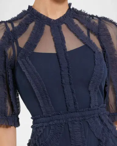 Mac Duggal Petite Ruffle Tiered A-Line Midi Dress | Thumbnail 4 Mac Duggal Petite Ruffle Tiered A-Line Midi Dress | Thumbnail 4