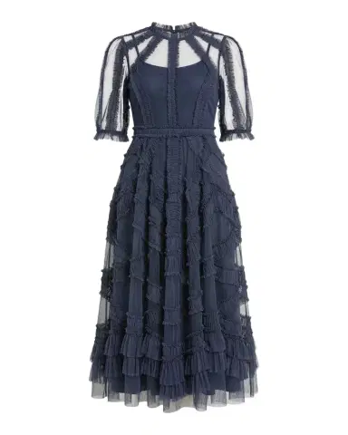 Mac Duggal Petite Ruffle Tiered A-Line Midi Dress | Thumbnail 1 Mac Duggal Petite Ruffle Tiered A-Line Midi Dress | Thumbnail 1