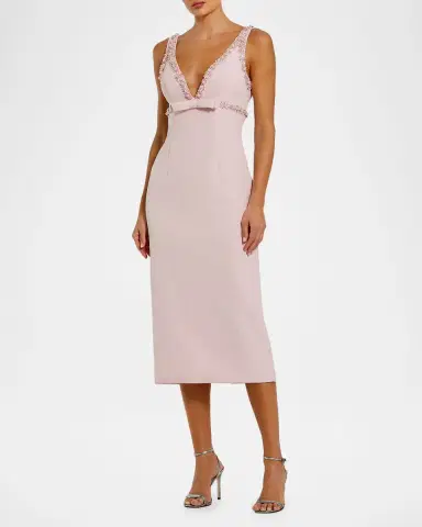 Mac Duggal Beaded Bow-Front Crepe Midi Dress | Thumbnail 2 Mac Duggal Beaded Bow-Front Crepe Midi Dress | Thumbnail 2