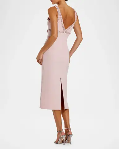 Mac Duggal Beaded Bow-Front Crepe Midi Dress | Thumbnail 3 Mac Duggal Beaded Bow-Front Crepe Midi Dress | Thumbnail 3