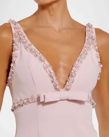 Mac Duggal Beaded Bow-Front Crepe Midi Dress | Thumbnail 4 Mac Duggal Beaded Bow-Front Crepe Midi Dress | Thumbnail 4