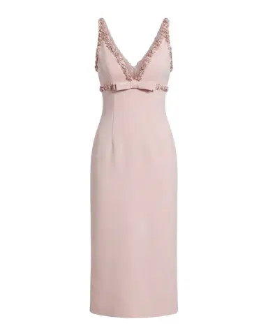 Mac Duggal Beaded Bow-Front Crepe Midi Dress | Thumbnail 1 Mac Duggal Beaded Bow-Front Crepe Midi Dress | Thumbnail 1