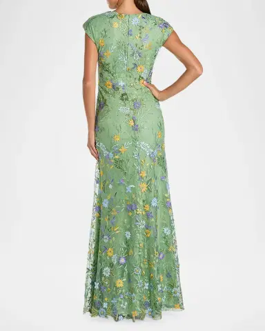 Mac Duggal Floral-Embroidered Column Gown | Thumbnail 2 Mac Duggal Floral-Embroidered Column Gown | Thumbnail 2