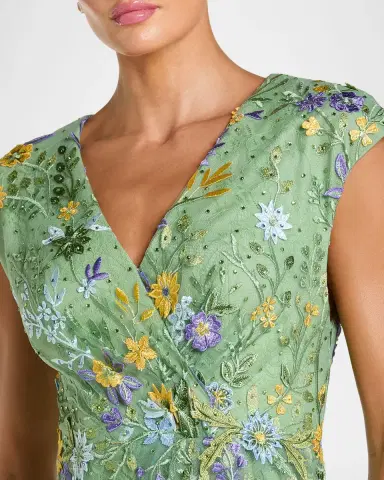 Mac Duggal Floral-Embroidered Column Gown | Thumbnail 3 Mac Duggal Floral-Embroidered Column Gown | Thumbnail 3