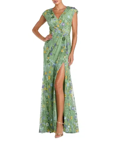 Mac Duggal Floral-Embroidered Column Gown | Thumbnail 1 Mac Duggal Floral-Embroidered Column Gown | Thumbnail 1