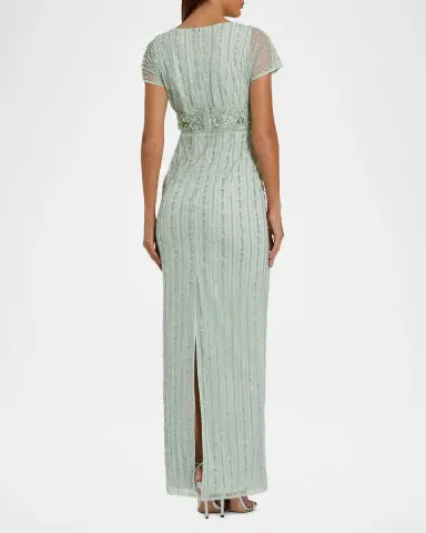 Mac Duggal Embellished Mesh Blouson Column Gown | Thumbnail 3 Mac Duggal Embellished Mesh Blouson Column Gown | Thumbnail 3